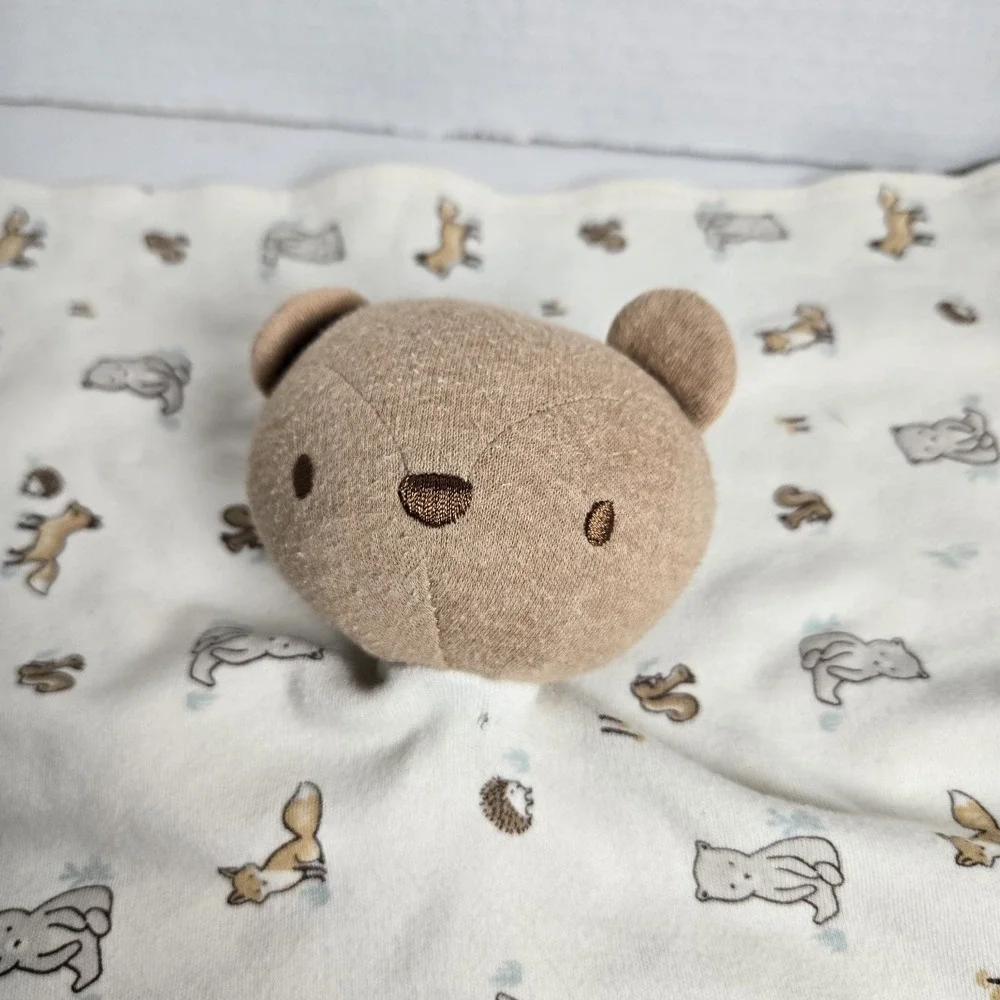 Rabbit + Bear By Emily And Oliver Organic Lovey Security Blanket Woodland Animal